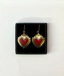 Pendiente Flaming Heart Red Leather