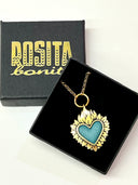 Colgante Flaming Heart Ring Blue Beauty