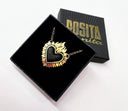 Colgante Flaming Heart Black Leather