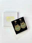 Pendiente Fan Clam Sea Green Vegan