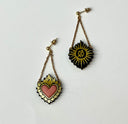 Pendiente Flaming Heart P Pink Leather