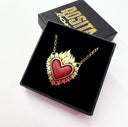 Colgante Flaming Heart Red Leather