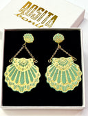Pendiente Fan Clam Sea Green Vegan