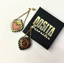 Pendiente Flaming Heart P Pink Leather