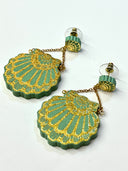 Pendiente Fan Clam Sea Green Vegan